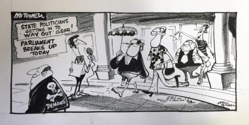 Norm Mitchell cartoon depicting dress code in parliament