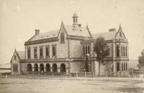 A photograph of Old Parliament House, Adelaide on North Terrace from the 1860s