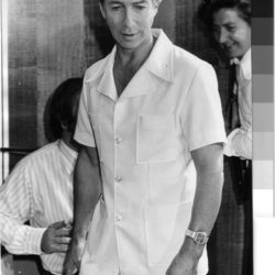 Don Dunstan wearing his cream safari suit